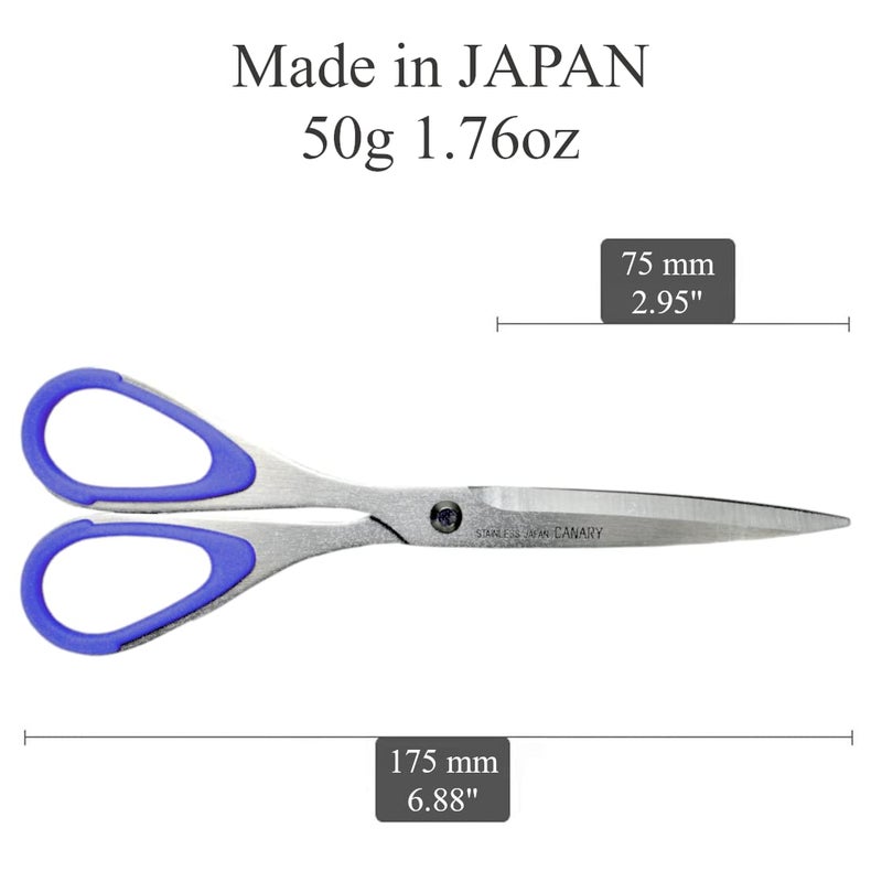 CANARY Office Scissors for Left Handed 6.8", All Metal Desk Scissors for Left Handers, Japanese Stainless Steel Blade, Made in JAPAN - Image 2